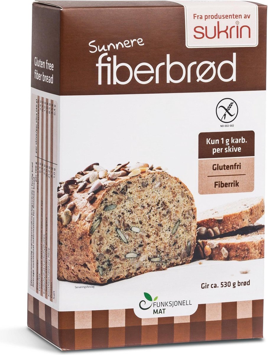 Sukrin Broodmix Fiberbrood (250 gram) - Glutenvrij en slechts 1 gram koolhydraten per snee!