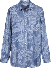 Cassis - Overhemd in tencel met palmprint - Denim