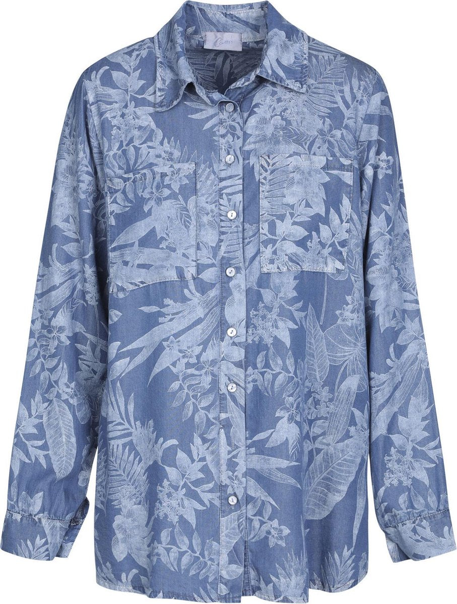 Cassis - Overhemd in tencel met palmprint - Denim