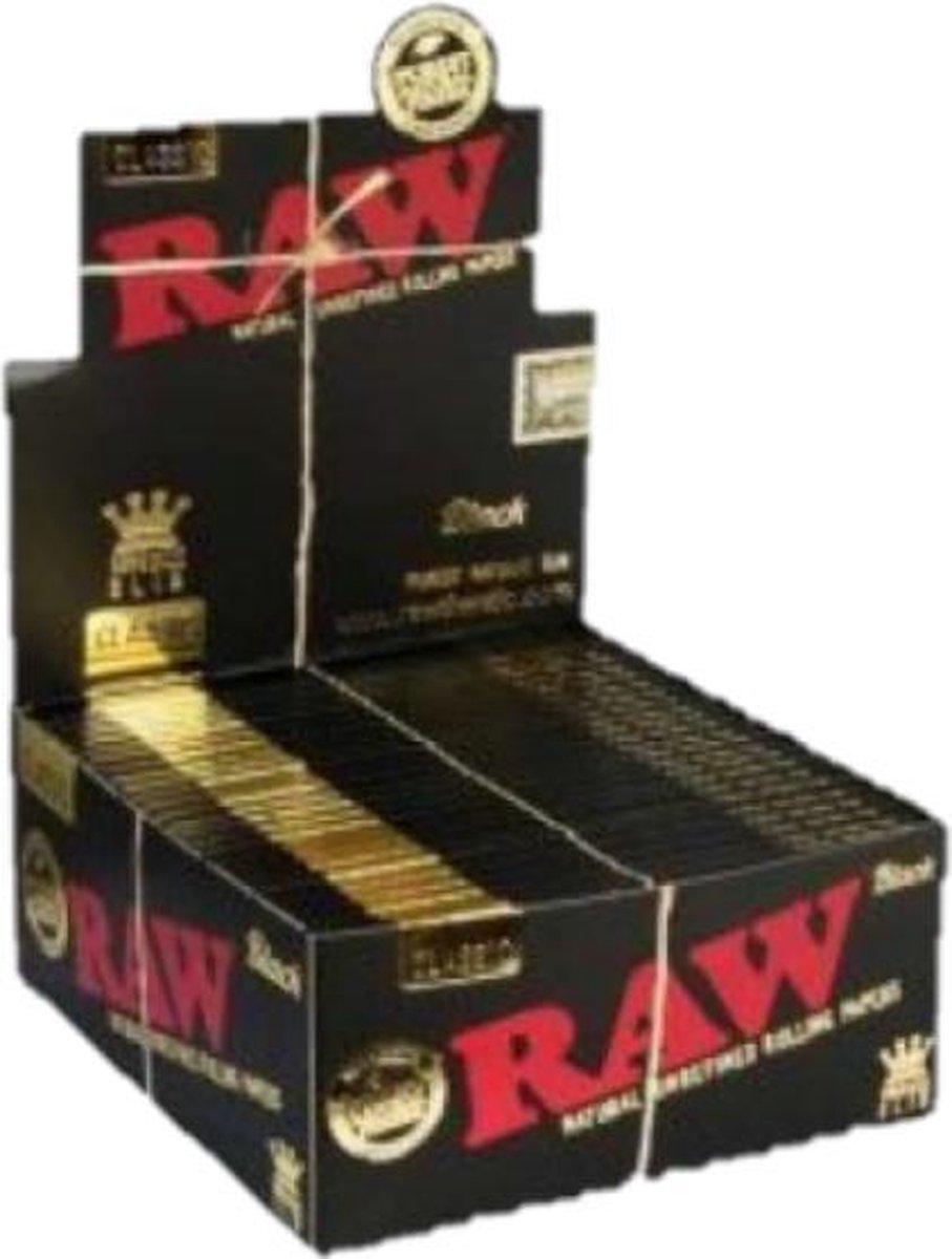 RAW BLACK KINGSIZE SLIM ONGEBLEEKTE Met Gratis Highlife