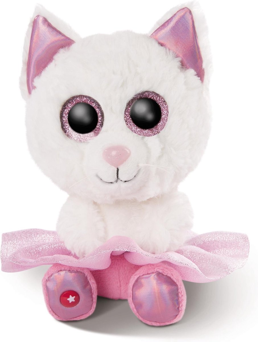 Nici Knuffel Glubschis Kat Junior 15 Cm Pluche Wit/roze