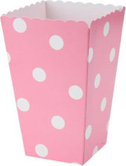 12 stuks popcornbakjes roze met witte stippen