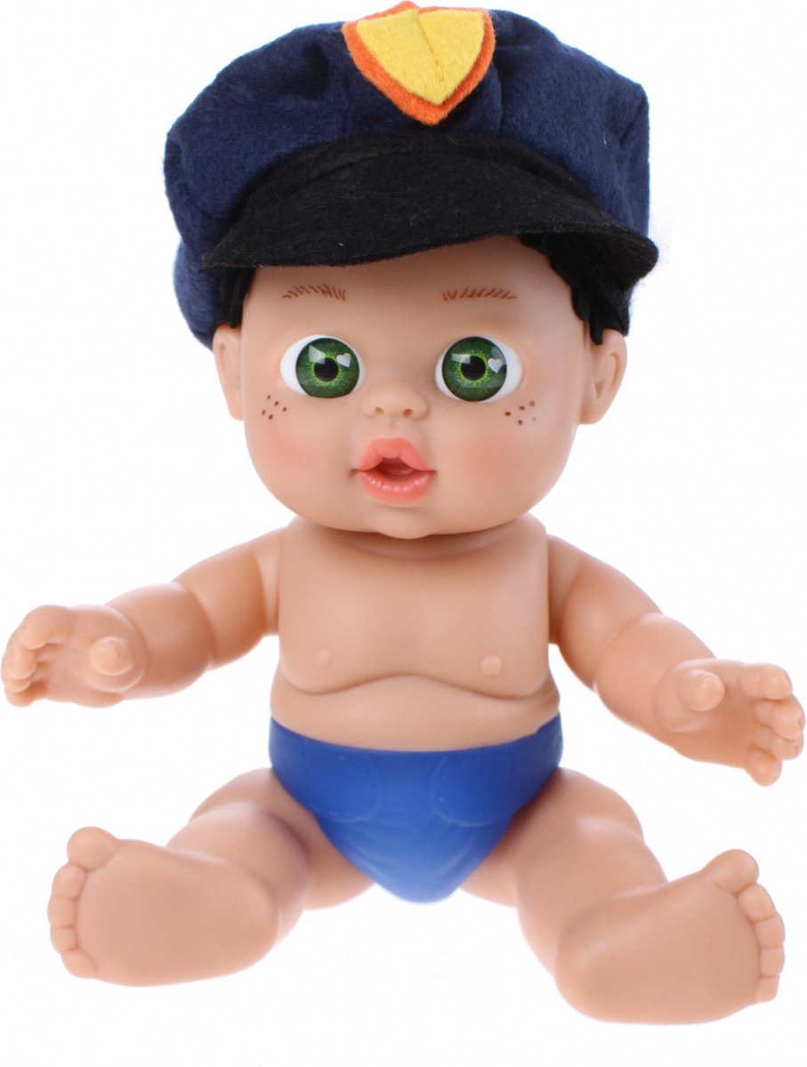 Falca Babypop Politie 19 Cm Meisjes Blauw