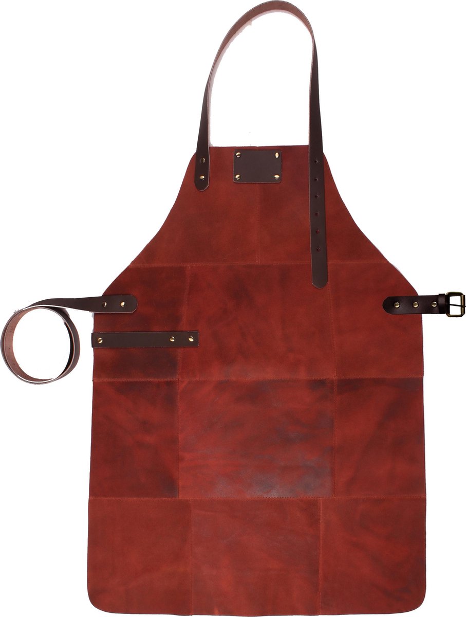 BBQ Schort - Leer - 81x56cm - Fury Rood