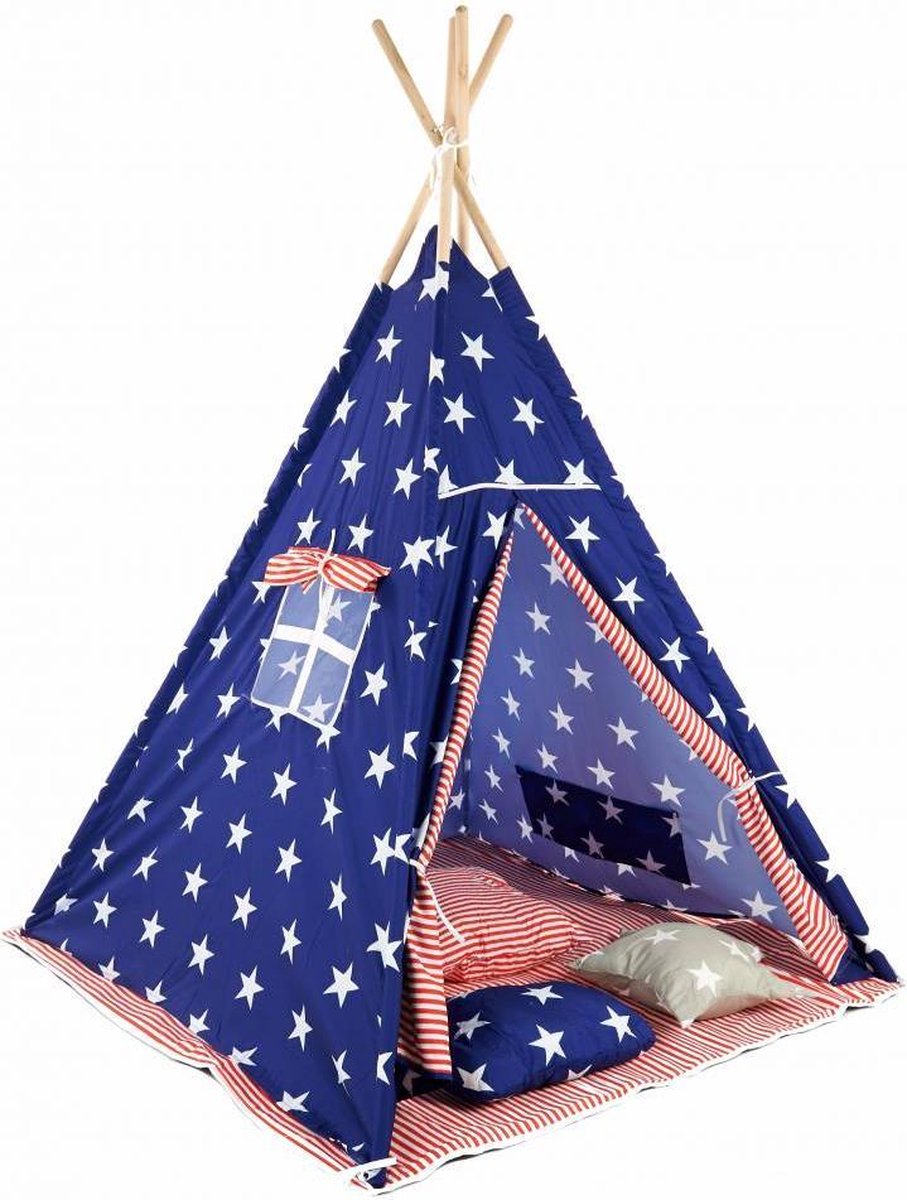 P&M Star Tipi Speeltent - Met kussens - Blauw