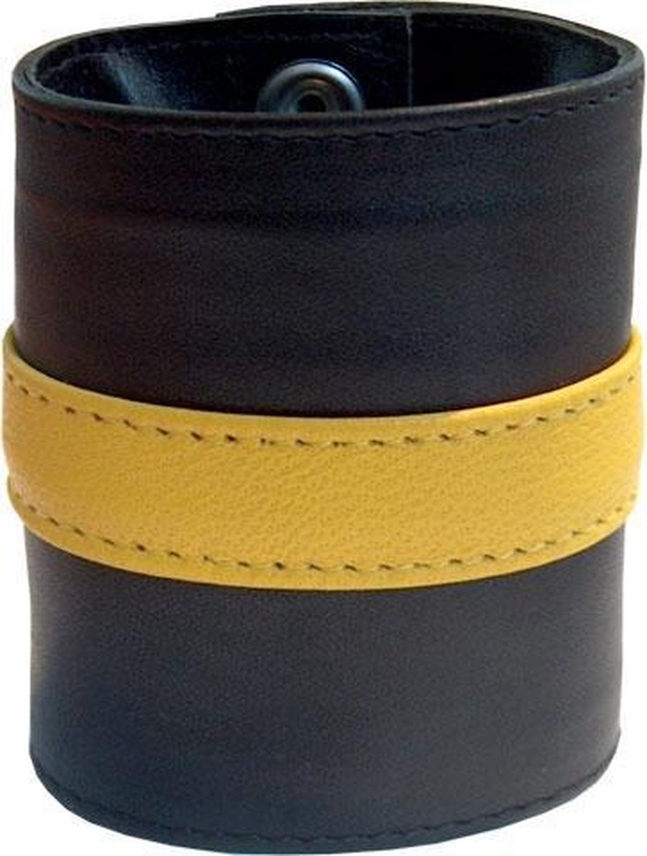 Mister b leather wrist wallet zip yellow stripe s
