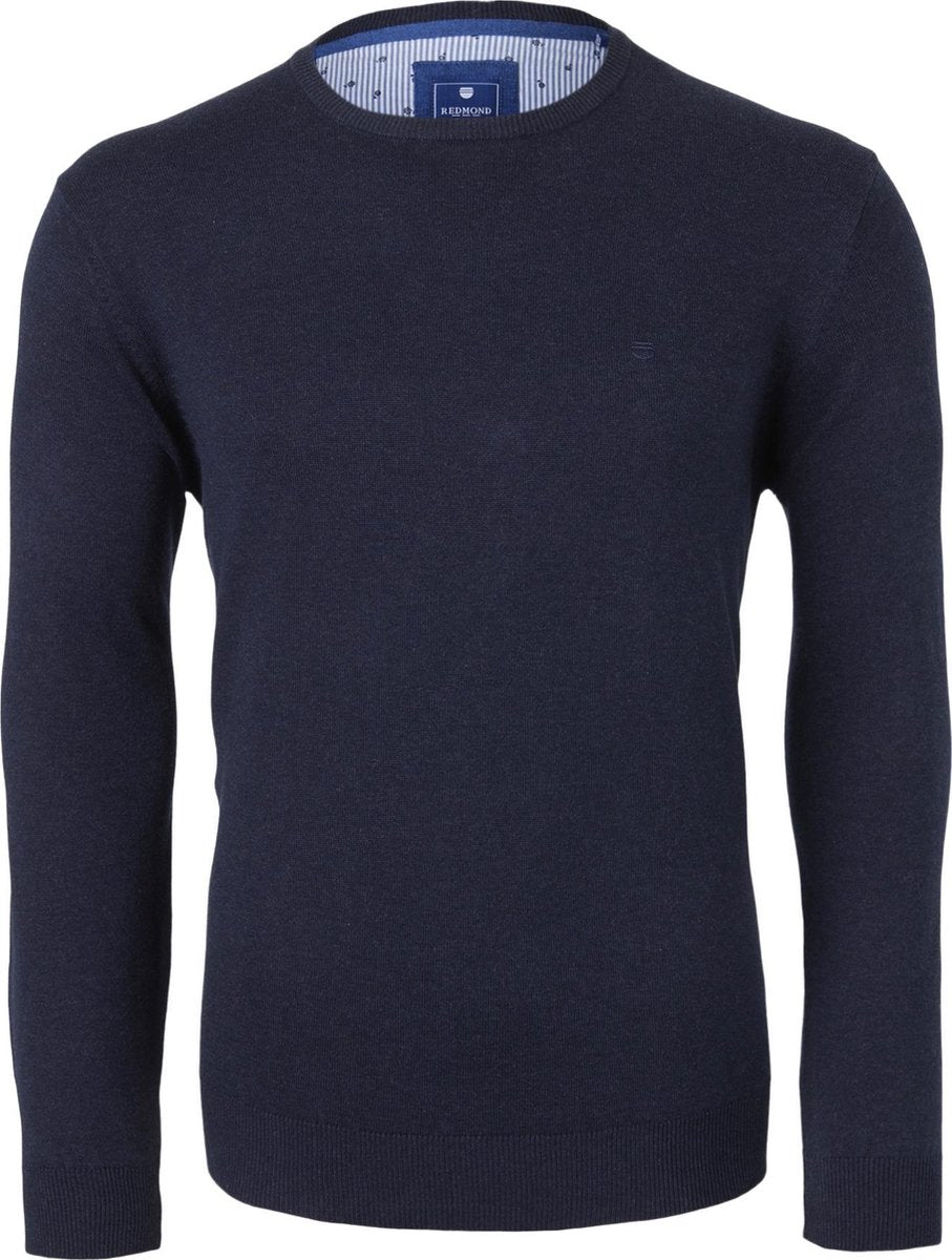 Redmond heren trui katoen - O-hals - donkerblauw -  Maat: 4XL
