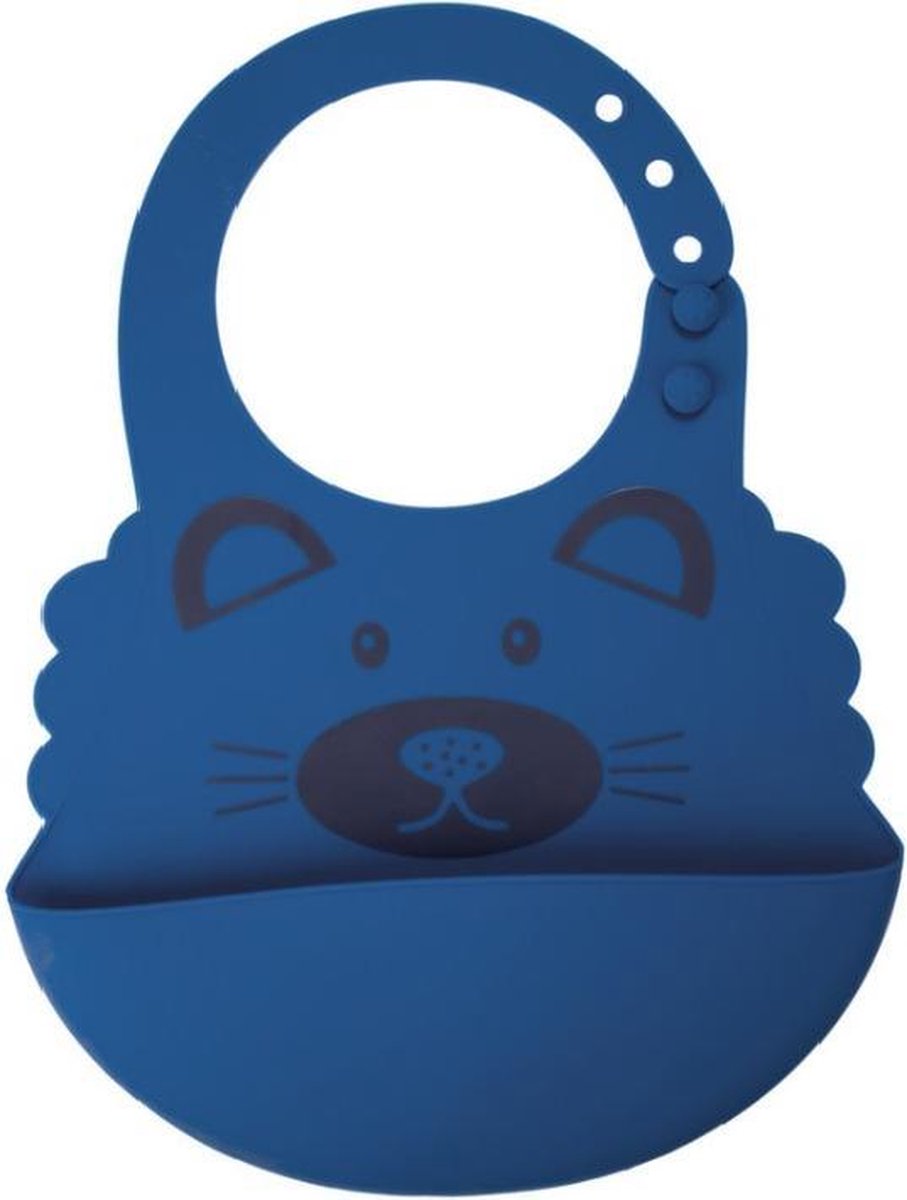 Siliconen slabbetje | Bear Bleu | Slabber | Waterdichte baby slabbetjes | Slabben | Met opvangbakje | Unisex slabbers