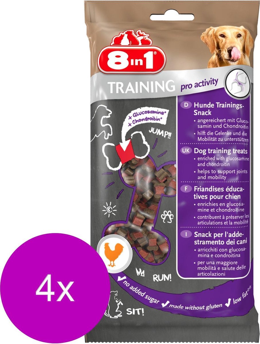 8in1 Training Pro Activity - Hondensnacks - 4 x Kip 100 g