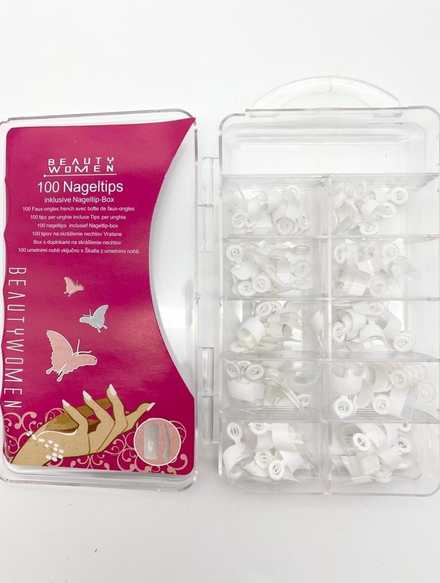 French Manicure- Smile Line - Mini Nageltips - Brede Opzetstuk - Nail Art - 100 Stuks - 10 Maten