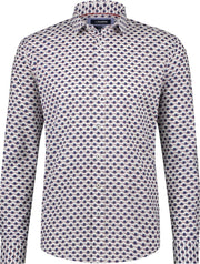 Haze&Finn Overhemd Print Wit/Navy Blauw (MC15-0100-13 - White-NavyFlower-Rhubarb)