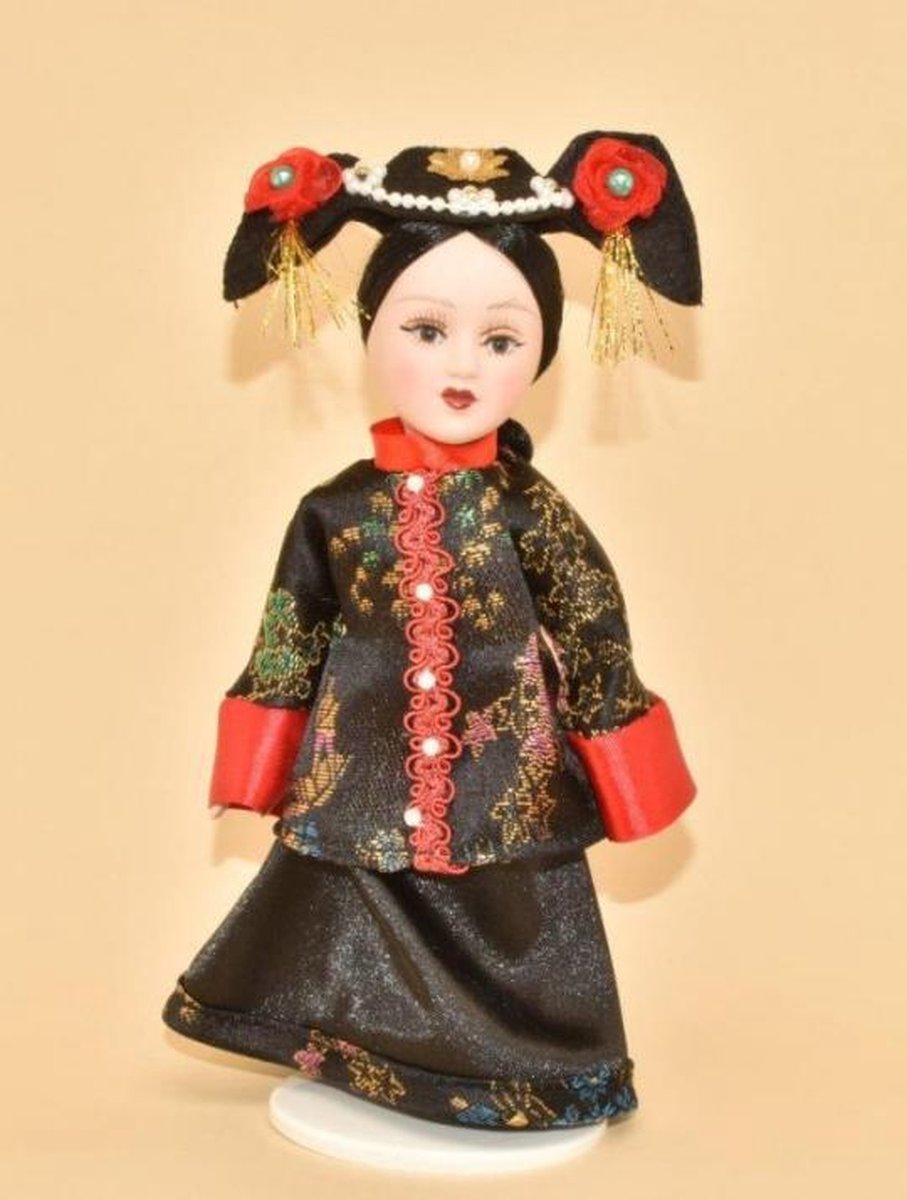 Koninklijke Porseleinen pop Empress Cixi - porselein - stiften - koningin - prinses - prinsessen - koning - atlas