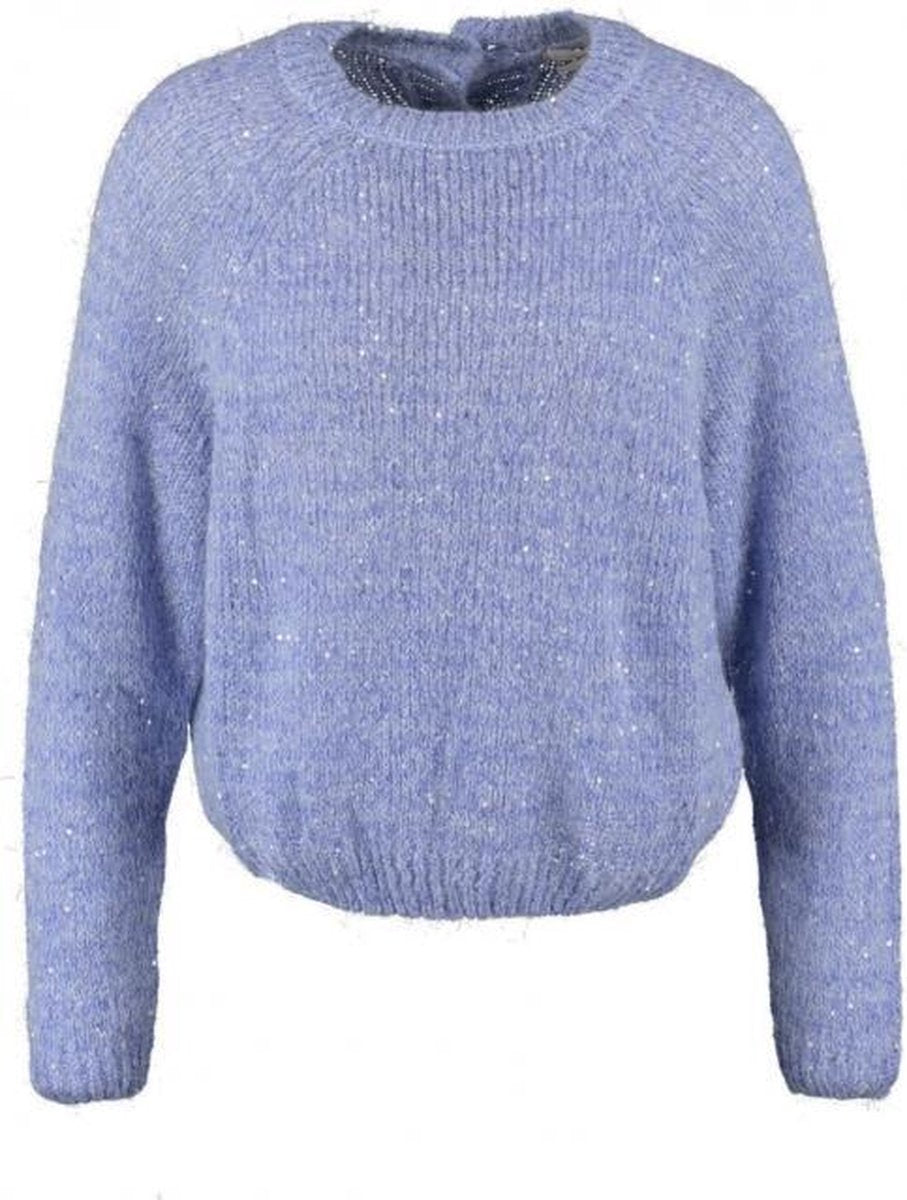 Aaiko kortere blauwe oversized trui met pailletten - valt ruim - Maat M/L
