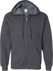 Gildan Zware Blend Unisex Adult Full Zip Hooded Sweatshirt Top (Donkere Heide)