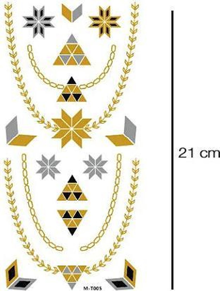 Goud en Zilver Plaktattoo | Driehoek ketting