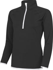 Awdis Gewoon Cool Womens/Ladies Half Zip Sweatshirt (Jet Zwart / Arctisch Wit)