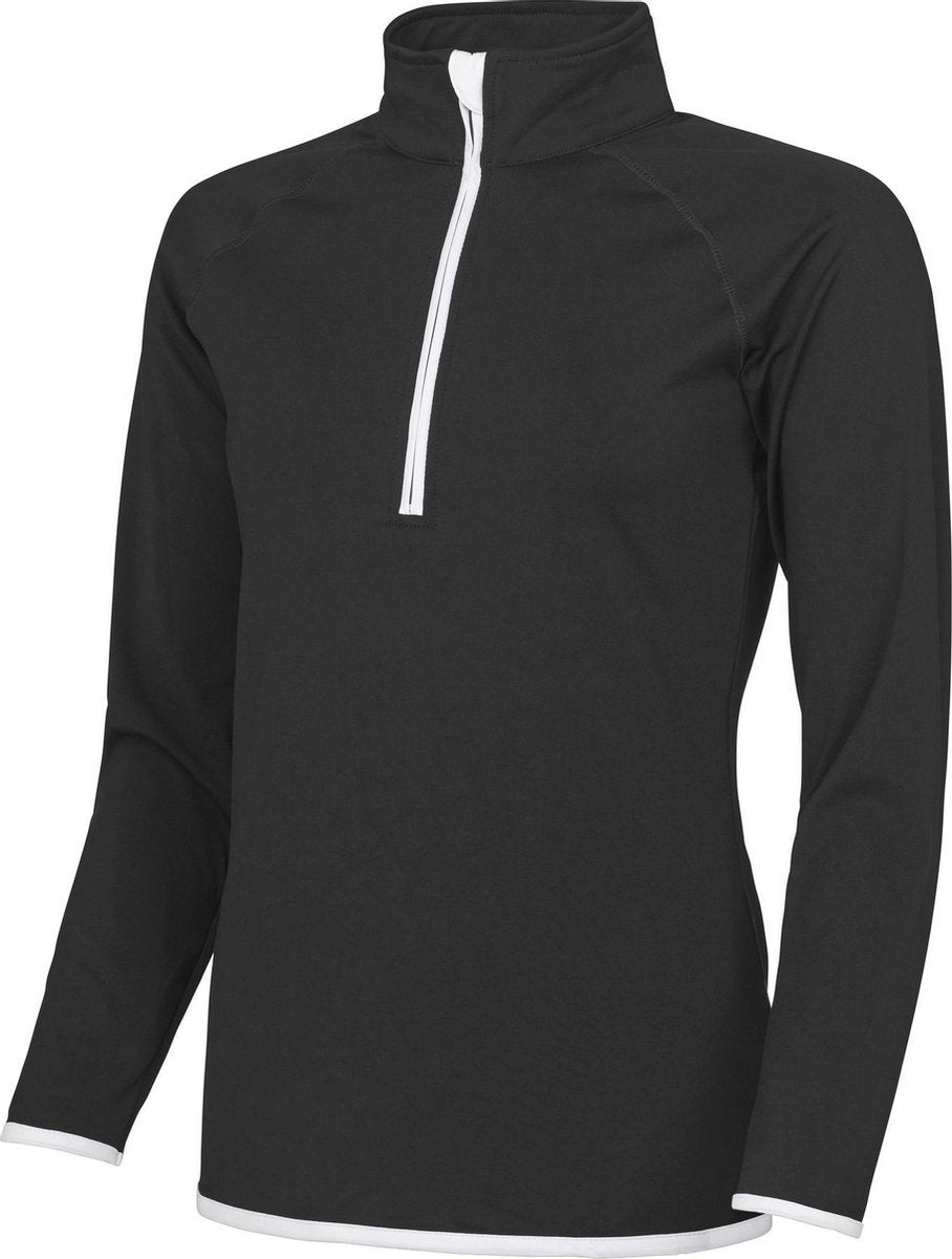 Awdis Gewoon Cool Womens/Ladies Half Zip Sweatshirt (Jet Zwart / Arctisch Wit)