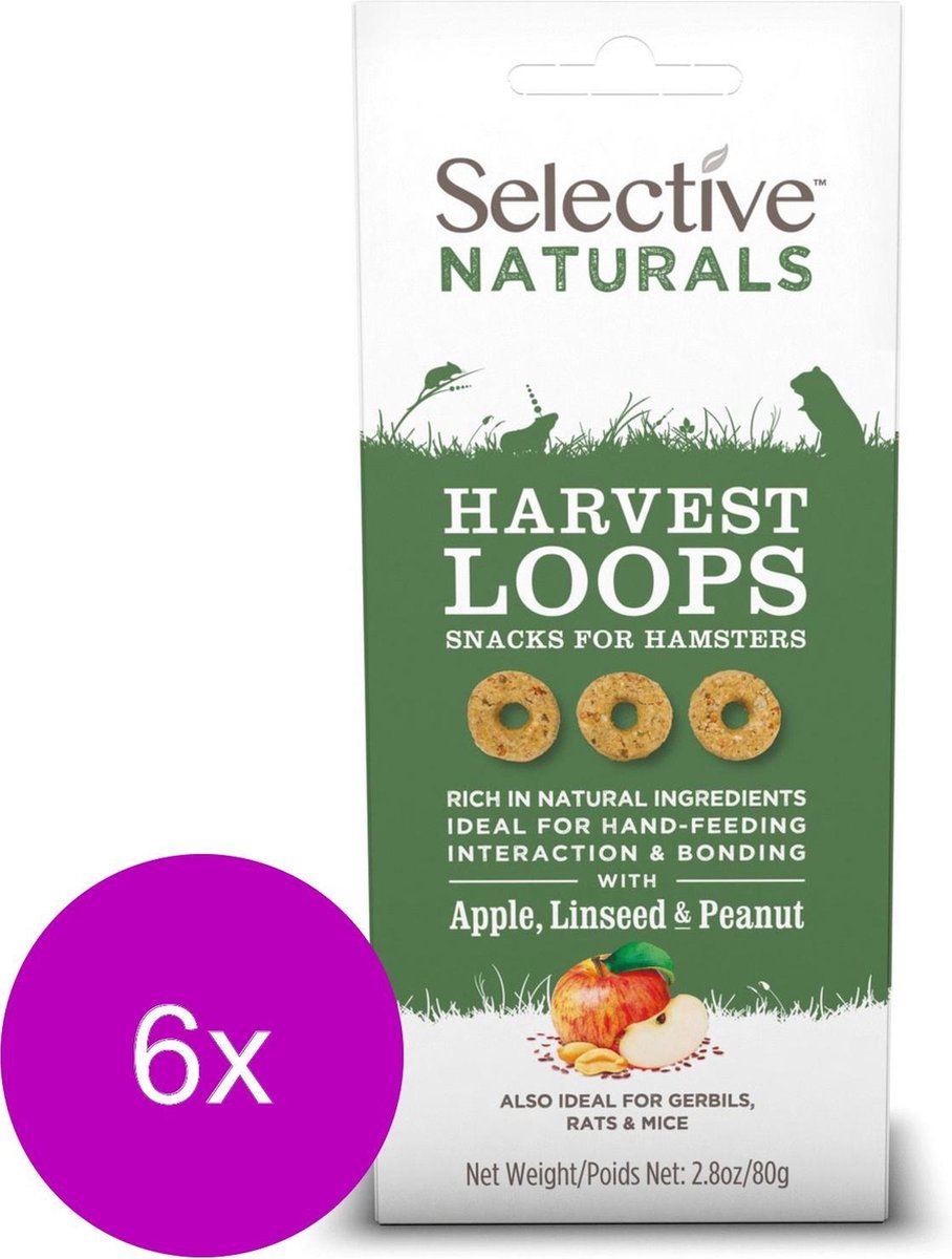 Supreme Selective Naturals Harvest Loops - Knaagdiersnack - 6 x 80 g