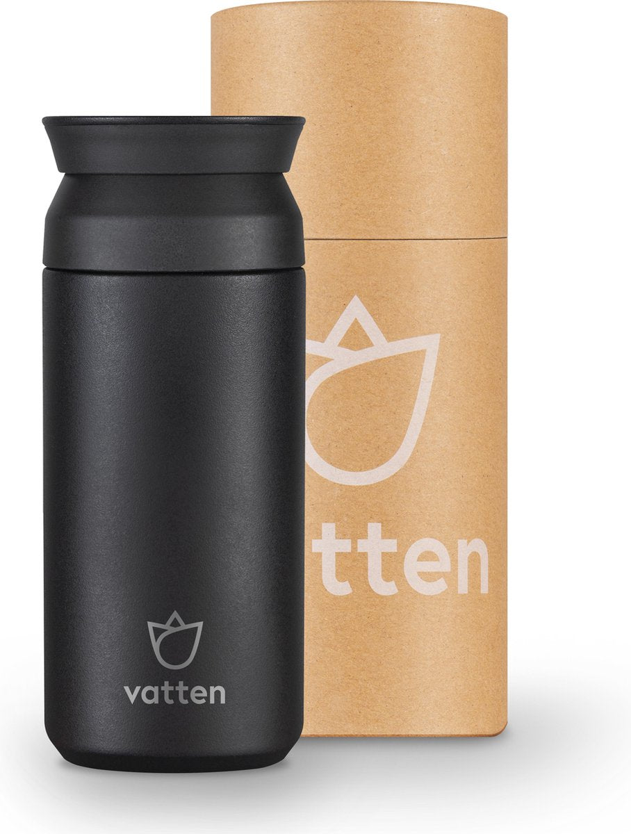 Vatten® Premium RVS Thermosbeker - Zwart - 350ml - Koffiebeker To Go - Theebeker