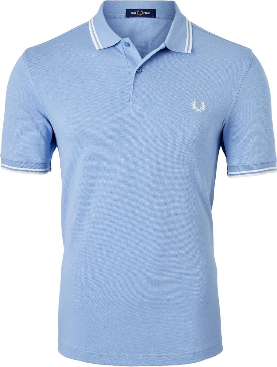 Fred Perry M3600 polo twin tipped shirt - heren polo Sky / Snow White / Snow White -  Maat: 3XL