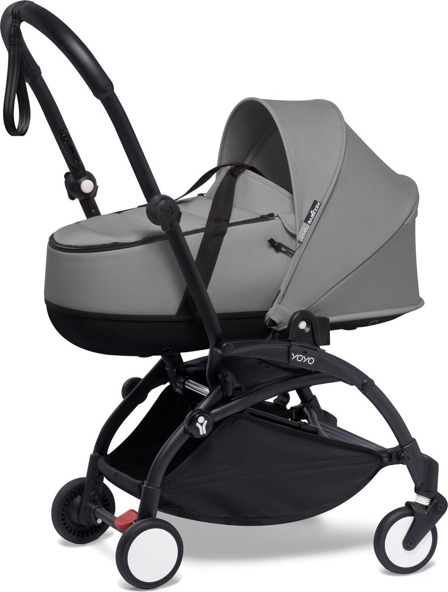 Babyzen YOYO² zwart frame met YOYO Bassinet - reiswieg - Grey