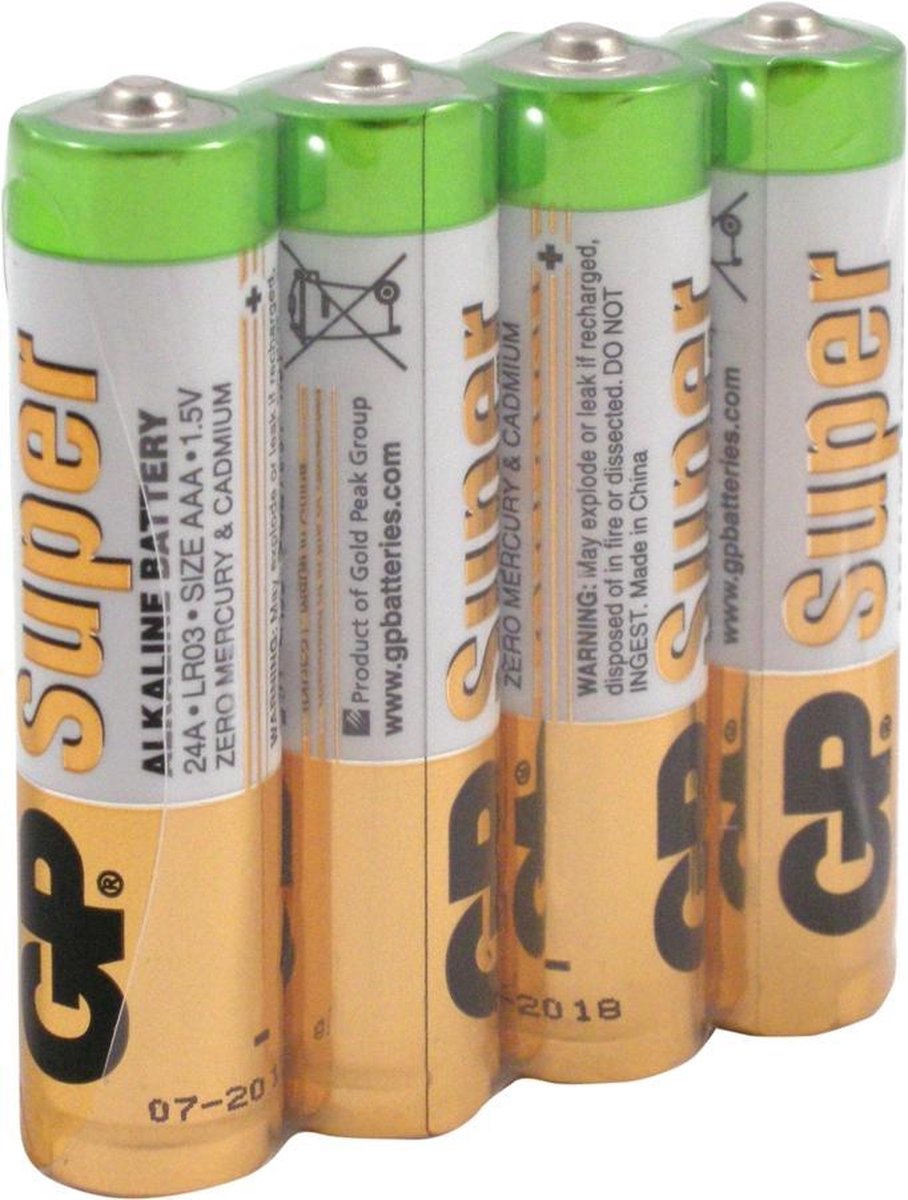 GP Super Alkaline AAA x 4 Micro Schrink Blister