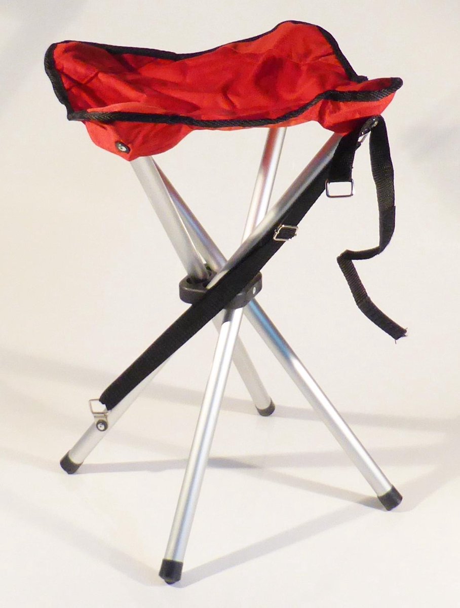Campusit lichtgewicht camping / vis krukje - 4-poot - aluminium - Rood