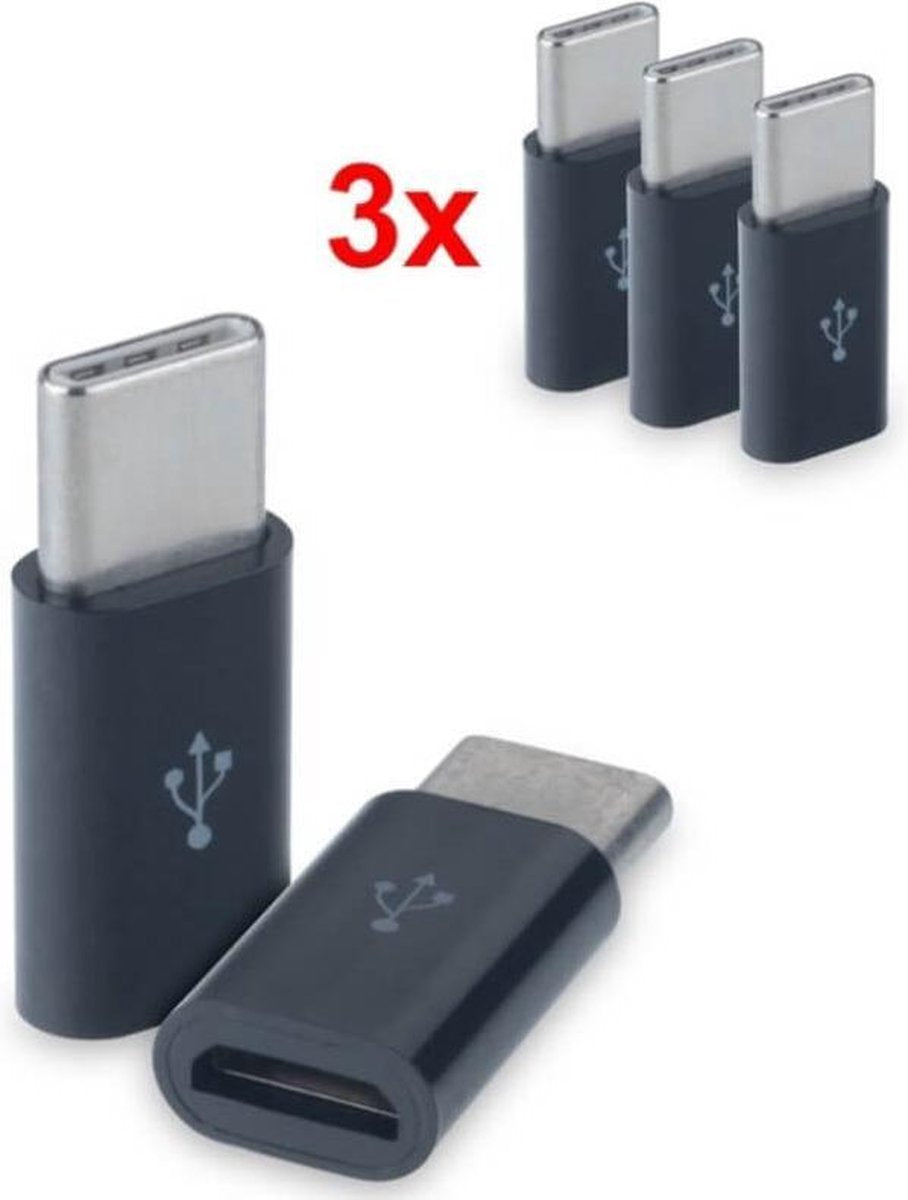 Dermarolling Set van 3 verloop adapter Micro USB-adapter naar USB 3.1 Type-C