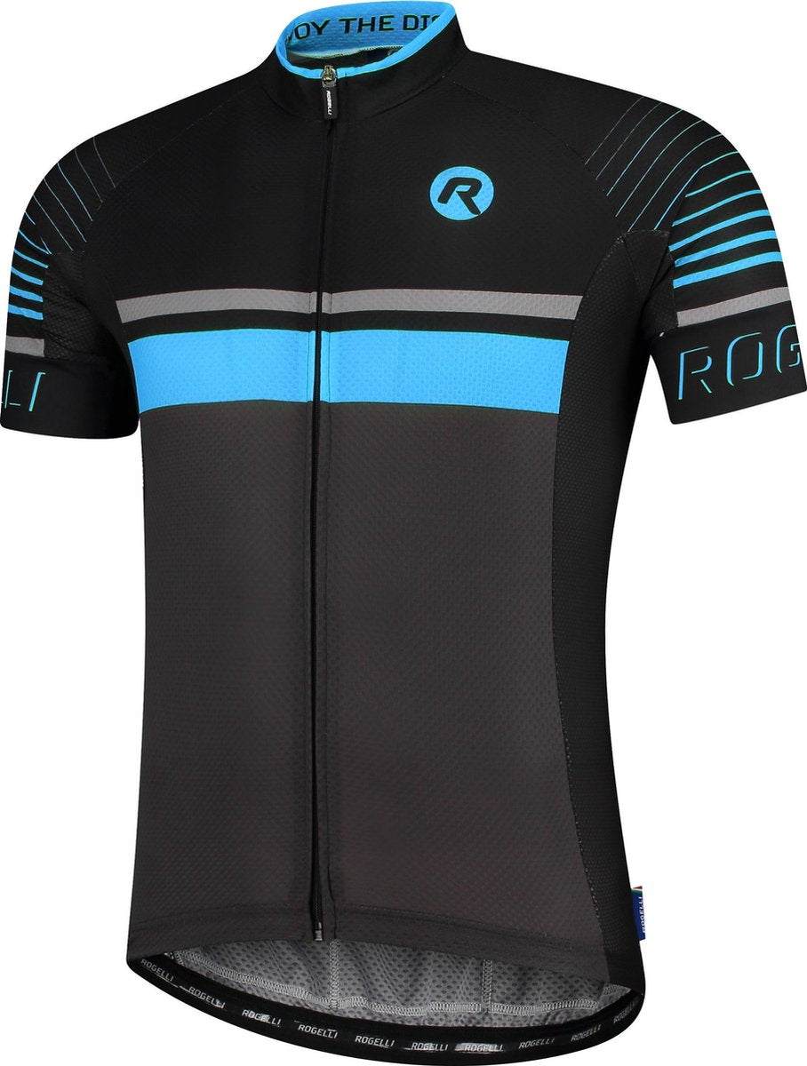 Rogelli Hero Wielershirt - Korte Mouw - Grijs/Zwart/Blauw - Maat S