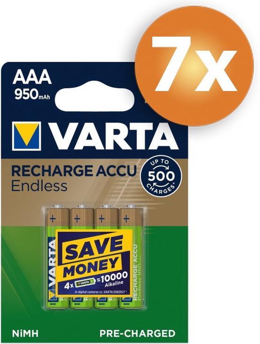 Varta Endless AAA 950mAh oplaadbare batterijen - 28 stuks