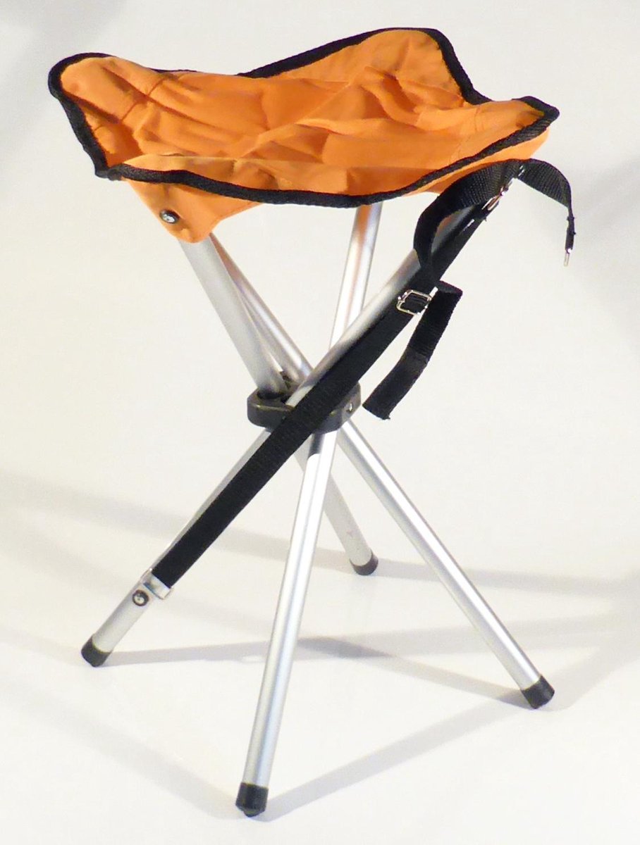 Campusit lichtgewicht camping / vis krukje - 4-poot - aluminium - Oranje