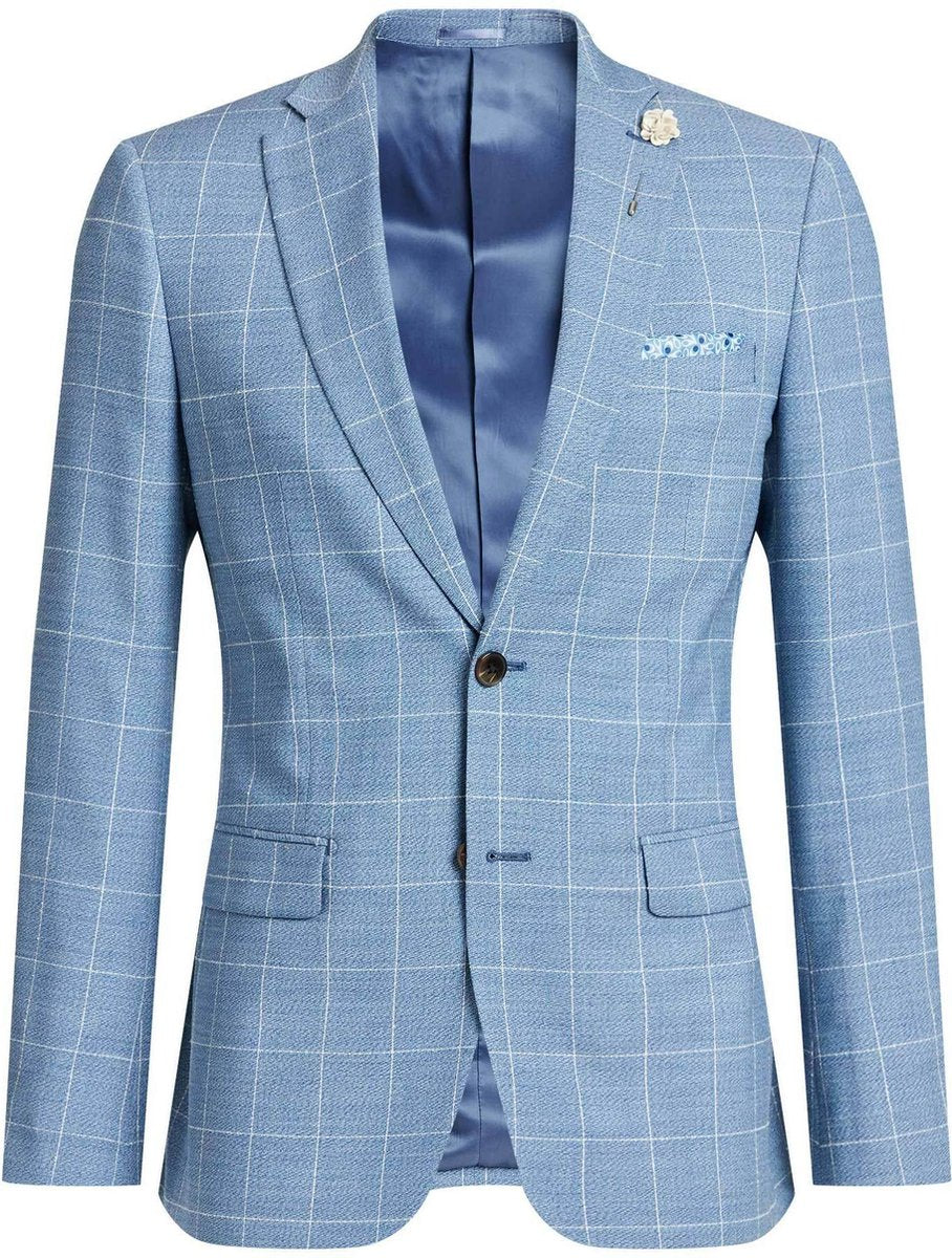 WE Fashion Heren slim fit blazer met ruitdessin