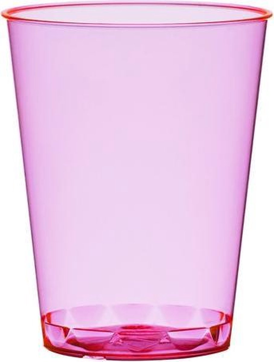 Plastic Borelglazen Neon Pink 4