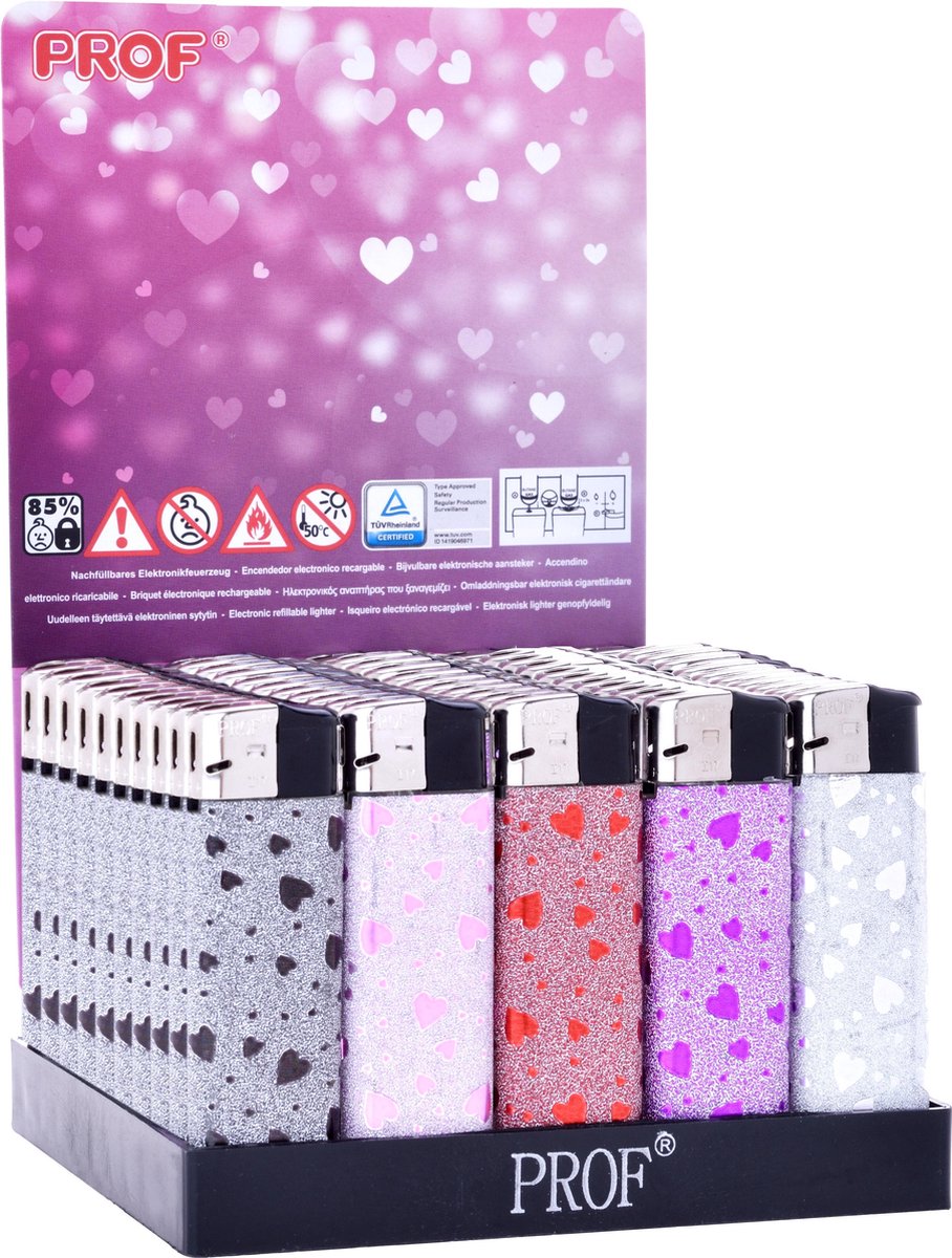 Aansteker prof 50 shiny heart design