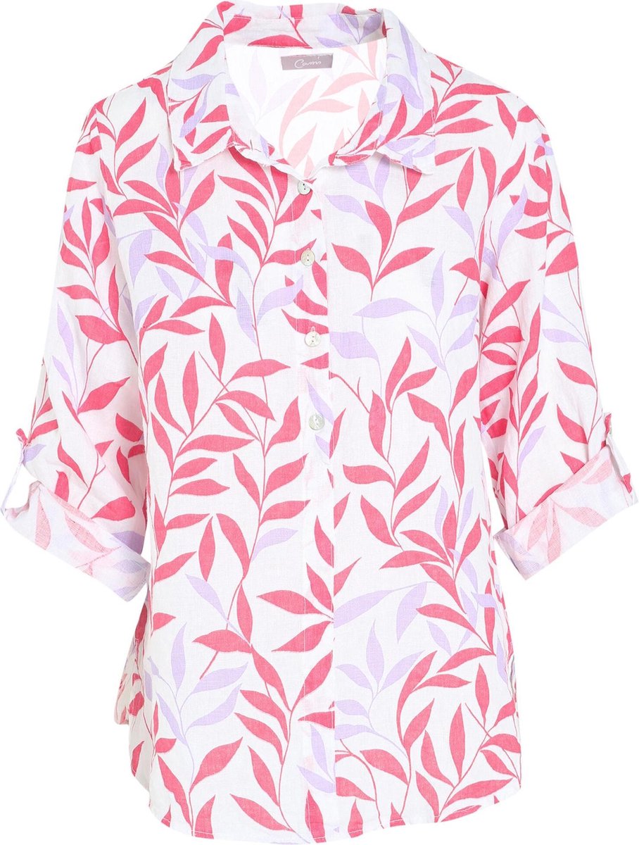 Cassis - Linnen blouse met bladprint - Lila