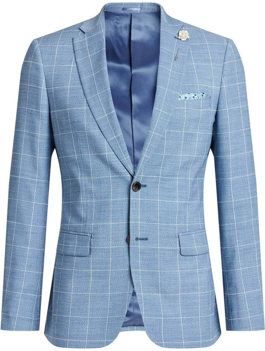 WE Fashion Heren slim fit blazer met ruitdessin
