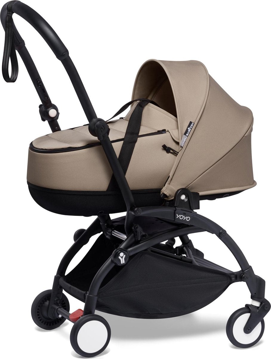 Babyzen YOYO² zwart frame met YOYO Bassinet - reiswieg - Taupe
