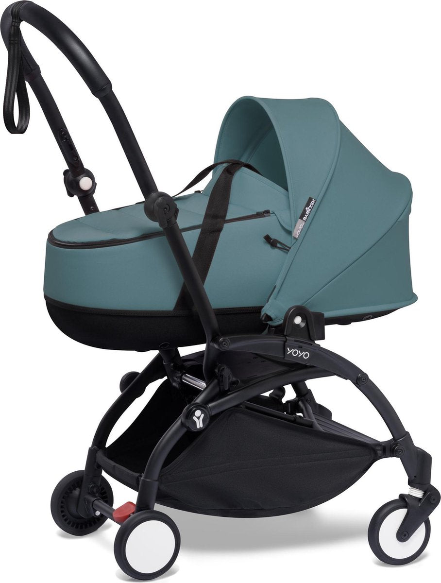 Babyzen YOYO² zwart frame met YOYO Bassinet - reiswieg - Aqua