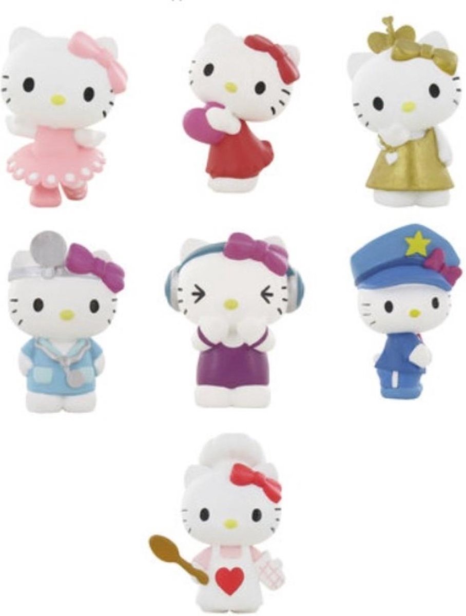 Hello Kitty speel figuurtjes robuust materiaal (7 stuks +/- 6 cm) Comansi