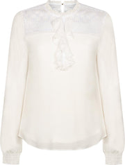 Tramontana | Ruffle Top met Kant | Off White | Maat XL