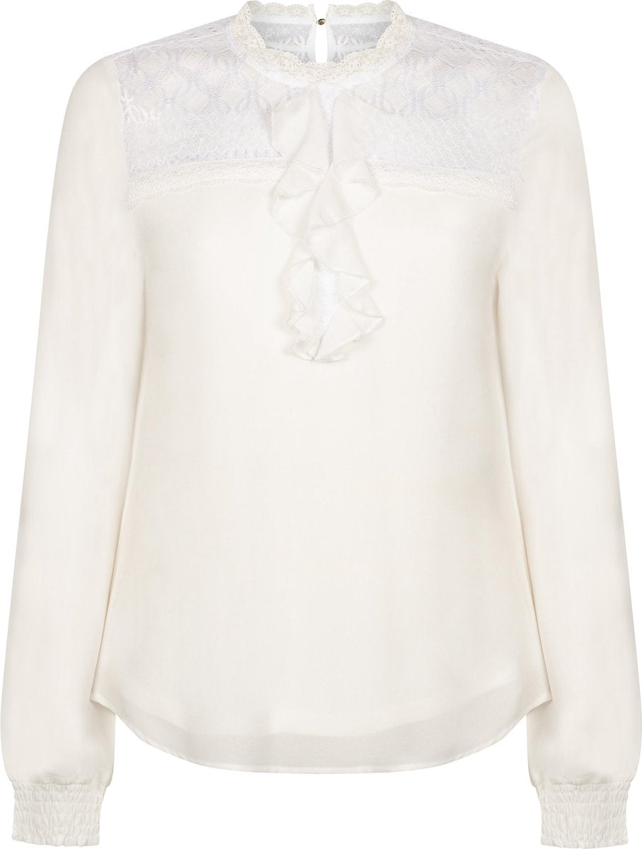 Tramontana | Ruffle Top met Kant | Off White | Maat XL