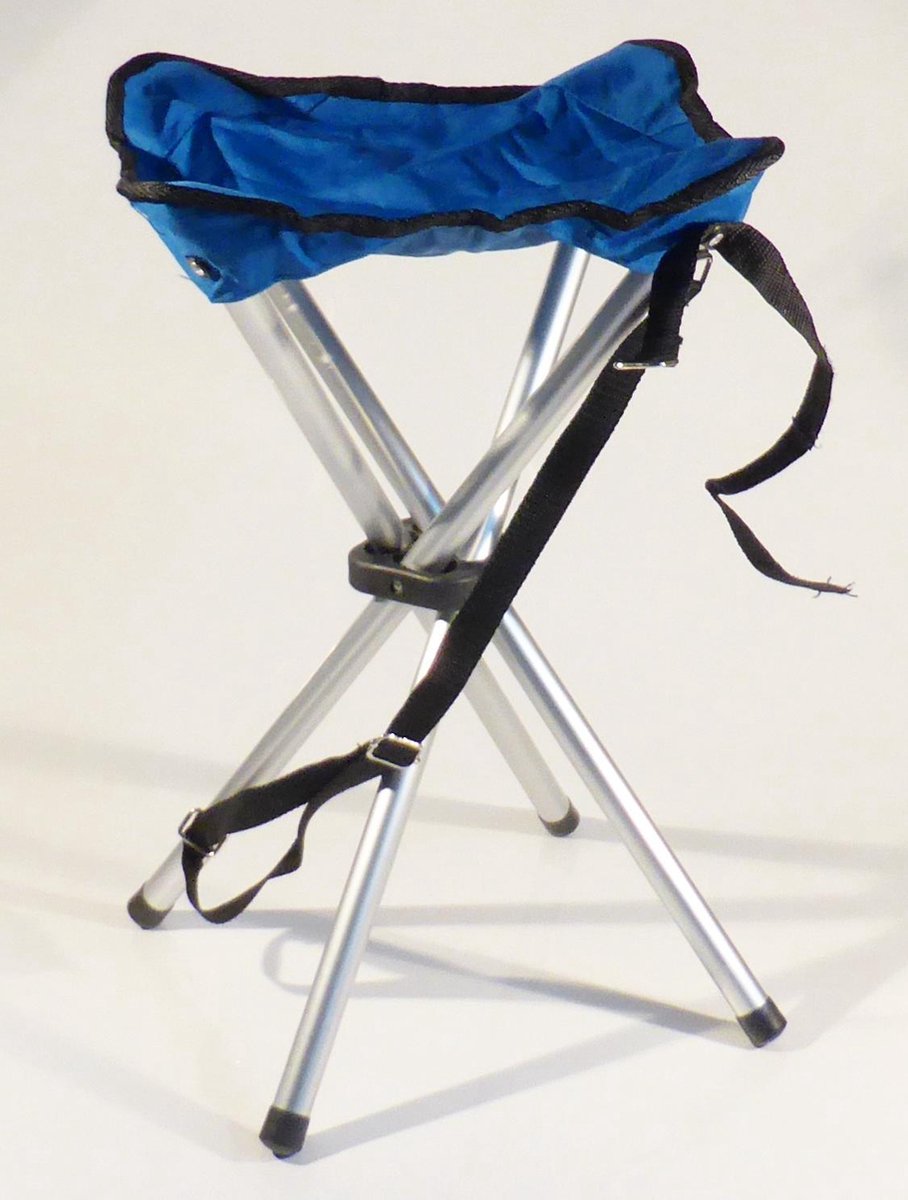 Campusit lichtgewicht camping / vis krukje - 4-poot - aluminium - blauw