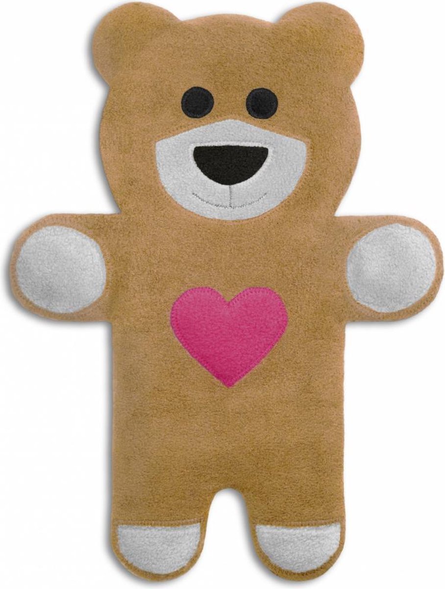 Leschi - Warmtekussen Teddy de Beer met Hart - zandkleur