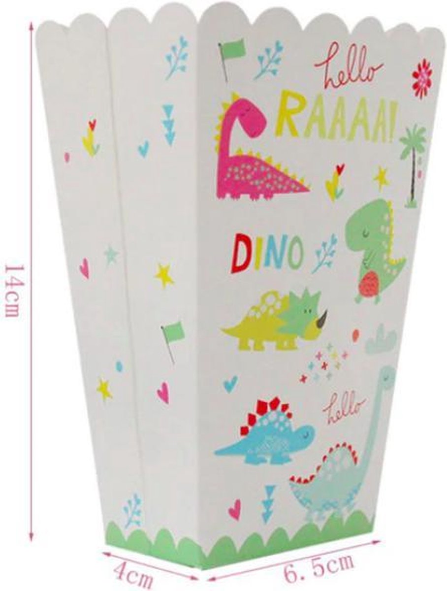 ProductGoods - 10x Dino Popcorn Bakjes - Kinderfeestje - Verjaardag - Popcorn - Jungle Party