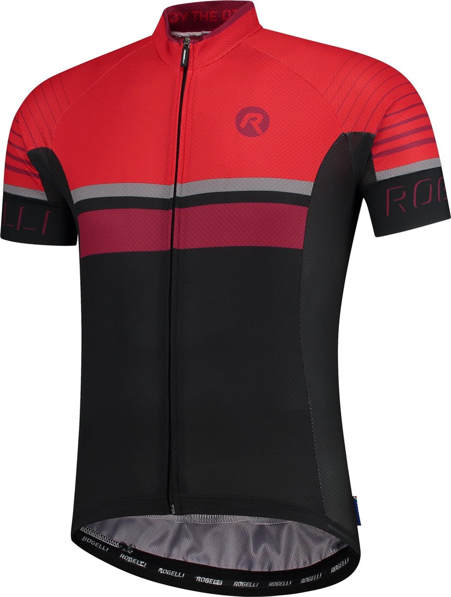 Rogelli Hero Fietsshirt Heren - Zwart/Rood/Bordeaux - Maat XXL