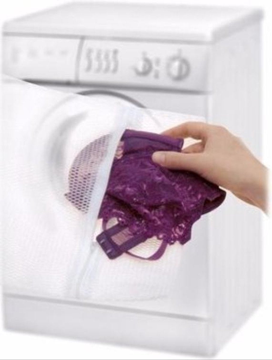 Waszakken wit setje 4 stuks - 40 x 30 cm en 30 x 25 cm - Wasnetje - waszakje - wasnet -  - Lingerie - Bh - Kleding - Met ritssluiting - Waszakje - Groot - Klein - Wasgoed - Wasmachine - Wasnet - Polyester
