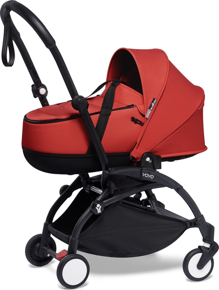 Babyzen YOYO² zwart frame met YOYO Bassinet - reiswieg - Red