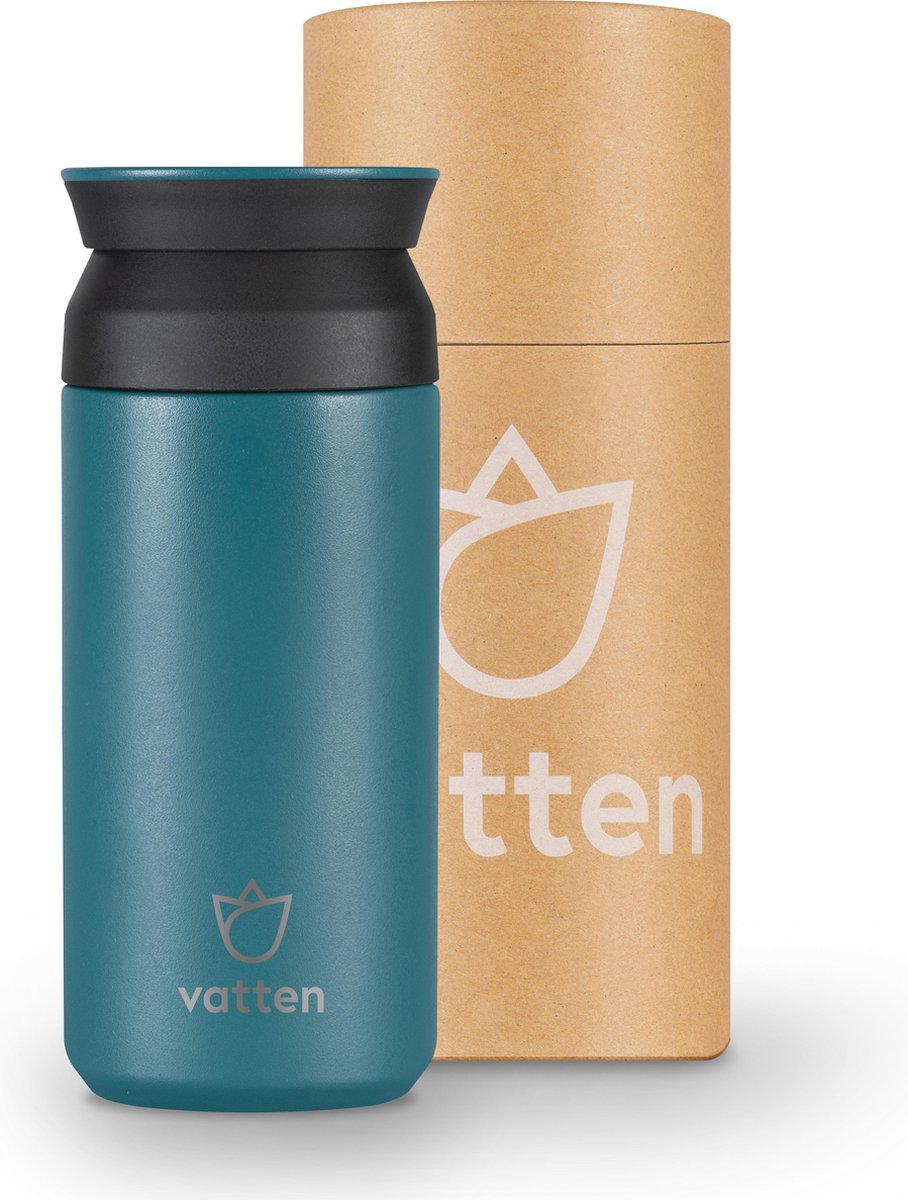 Vatten® Premium RVS Thermosbeker - Turquoise Blauw - 350ml - Koffiebeker To Go - Theebeker
