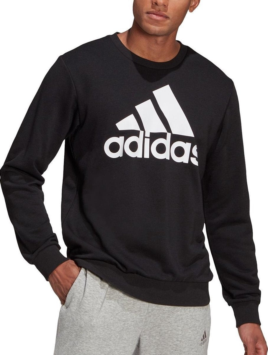 adidas - Big Logo French Terry Sweatshirt - Zwart - Heren - maat  L