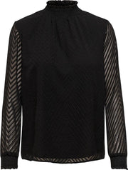 Only zwarte deels gevoerde transparante blouse - Maat 34